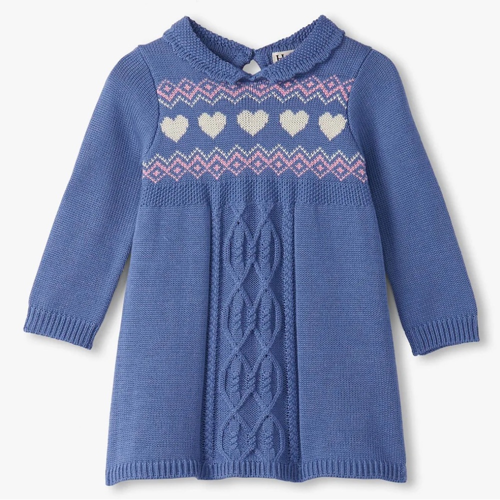 Hatley - Baby & Toddler Girls Hearts Cable Knit Sweater Dress blue